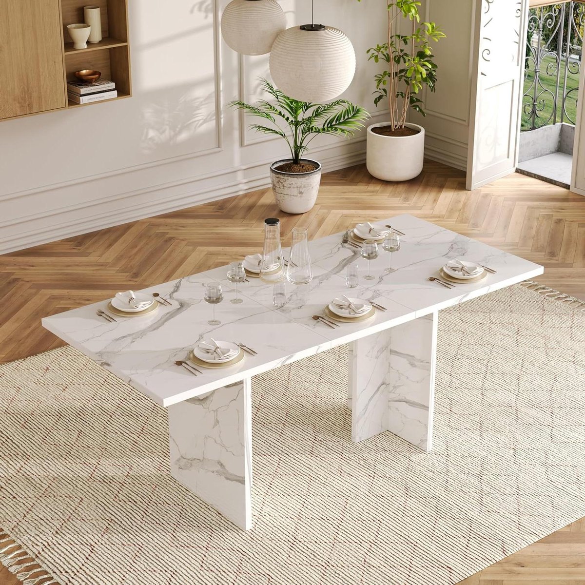 Uittrekbare Eettafel - Verlengbare Tafel - Gezellig Tafelen - Dikte Tafelblad - 140-180 cm - Wit