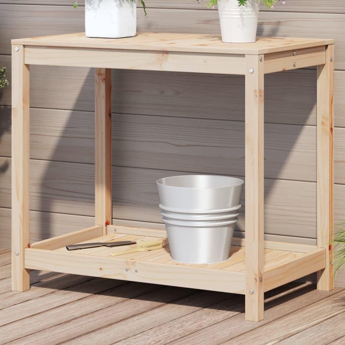 Plantentafel Hout - Werktafel Tuin - Planten Organiseren - Massief Vuren Hout - 82.5 x 50 x 75 cm - Natuurlijk