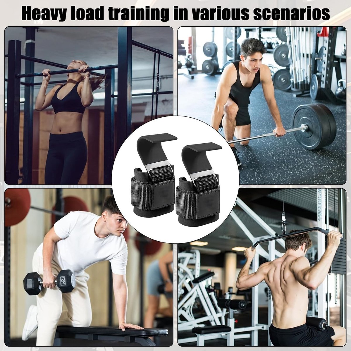 Optrekhulp voor krachttraining en powerlifting - Trekhaken voor gewichtheffen, deadlifts en bodybuilding ondersteuning voor mannen en vrouwen