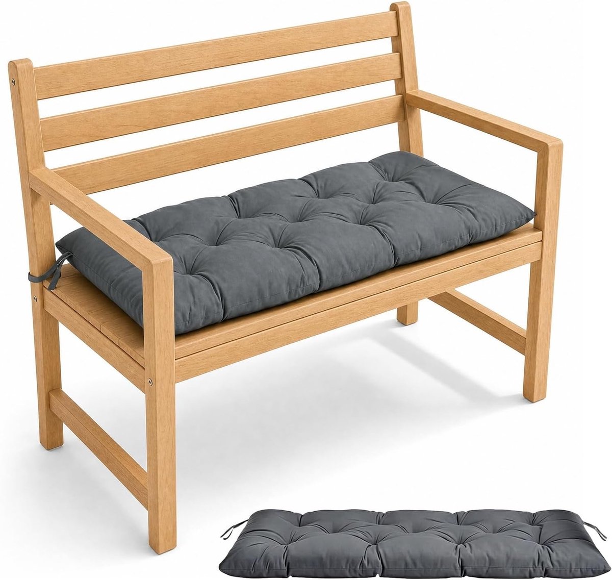 Comfortabele Kussen voor Tuinbank - Waterdicht Zitkussen voor Binnen en Buiten - 100 x 50 x 10 cm, Donkergrijs, Perfect voor Lange Banken en Pallets