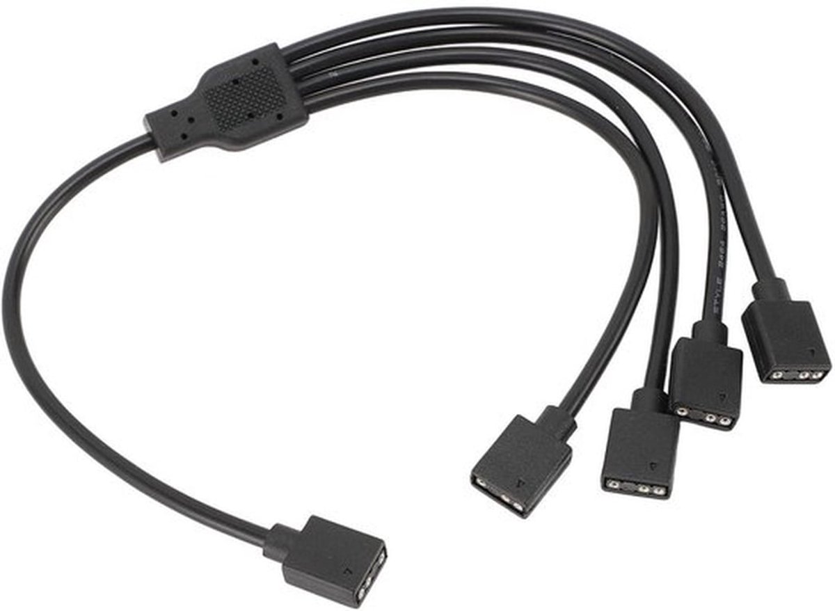1-naar-4 ARGB-splitterkabel, vrouwelijk-naar-vrouwelijk 5V 3-pins RGB-splitterverlengkabel, adresseerbare RGB-splitterkabel voor computerbehuizingen, CPU-koelers en 5V ARGB-ventilatoren, ideaal
