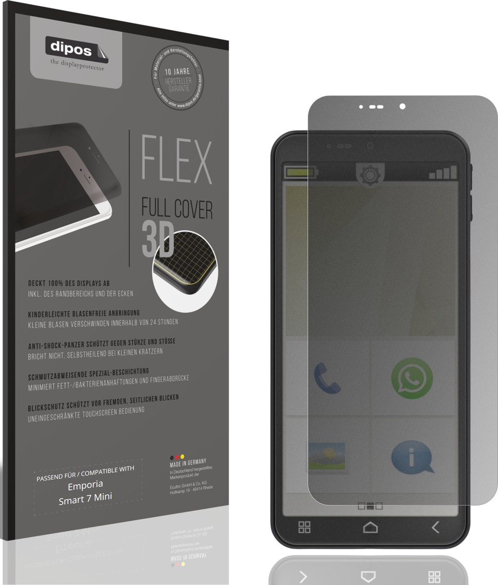 dipos FLEX – Matte Privacy Screenprotector geschikt voor Emporia Smart 7 Mini | Volledige Schermbescherming | Case-Friendly
