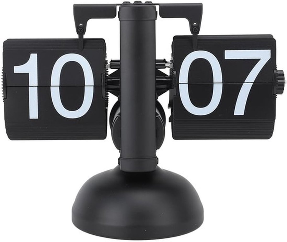 Flip Clock Stijl Kamer 24 Uur Retro Huis voor Mechanische Pagina Draaiklok Eén Voet Flip Klok Groot Aantal Bureau Plankklokken (Helemaal zwart)
