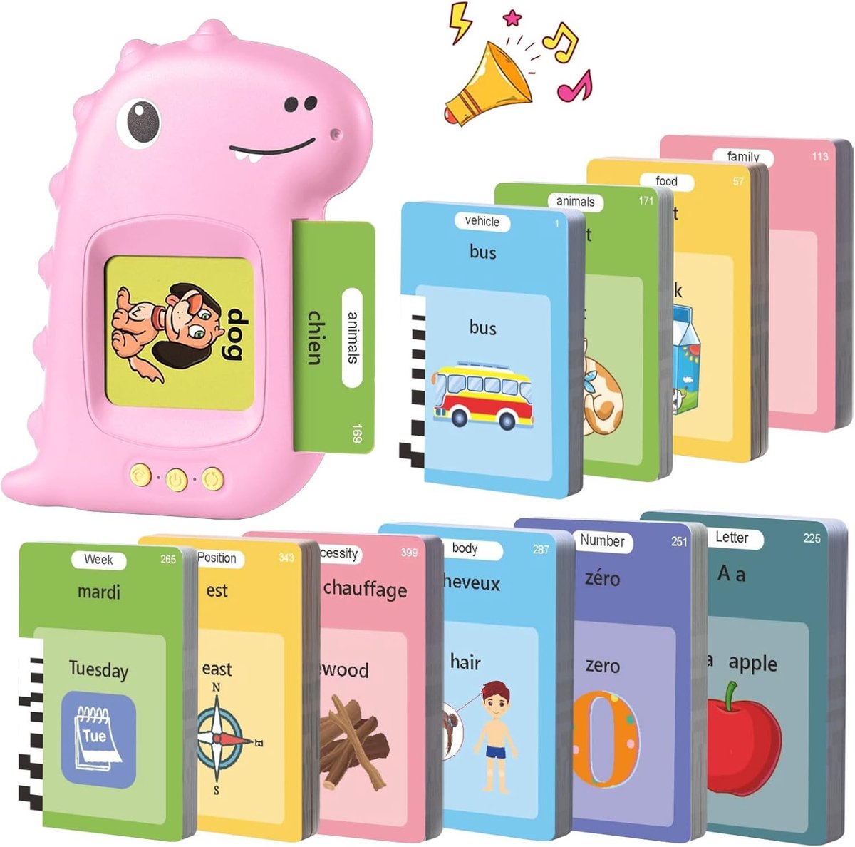 Educatieve Praatkaarten voor Kinderen, Montessori Franse Flashcards, 255 Bladen vanaf 3 Jaar, Leerzaam Speelgoed, Verjaardagscadeau voor Meisjes