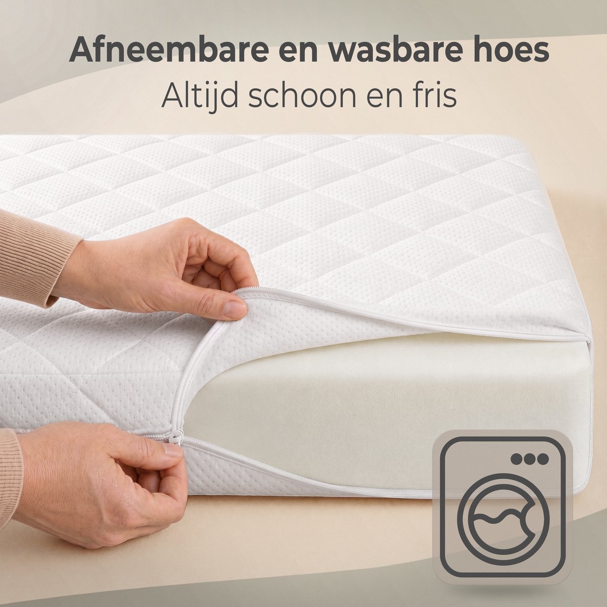 CozySense® Babymatras 60x120 cm – Ledikant Matras – Babymatrassen – Ademend Katoen – Afneembare Hoes – OEKO-TEX® & CertiPUR-US® Gecertificeerd – 10 cm – foto 7