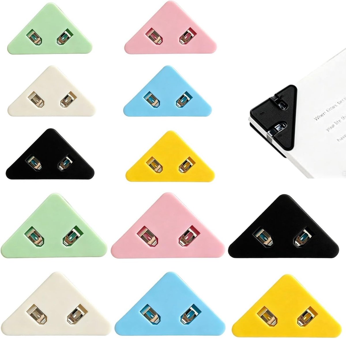 Hoekclips voor papier - Driehoekige kunststof hoekbescherming voor documenten, boeken en kantoor, bindclips voor efficiënt organiseren en archiveren