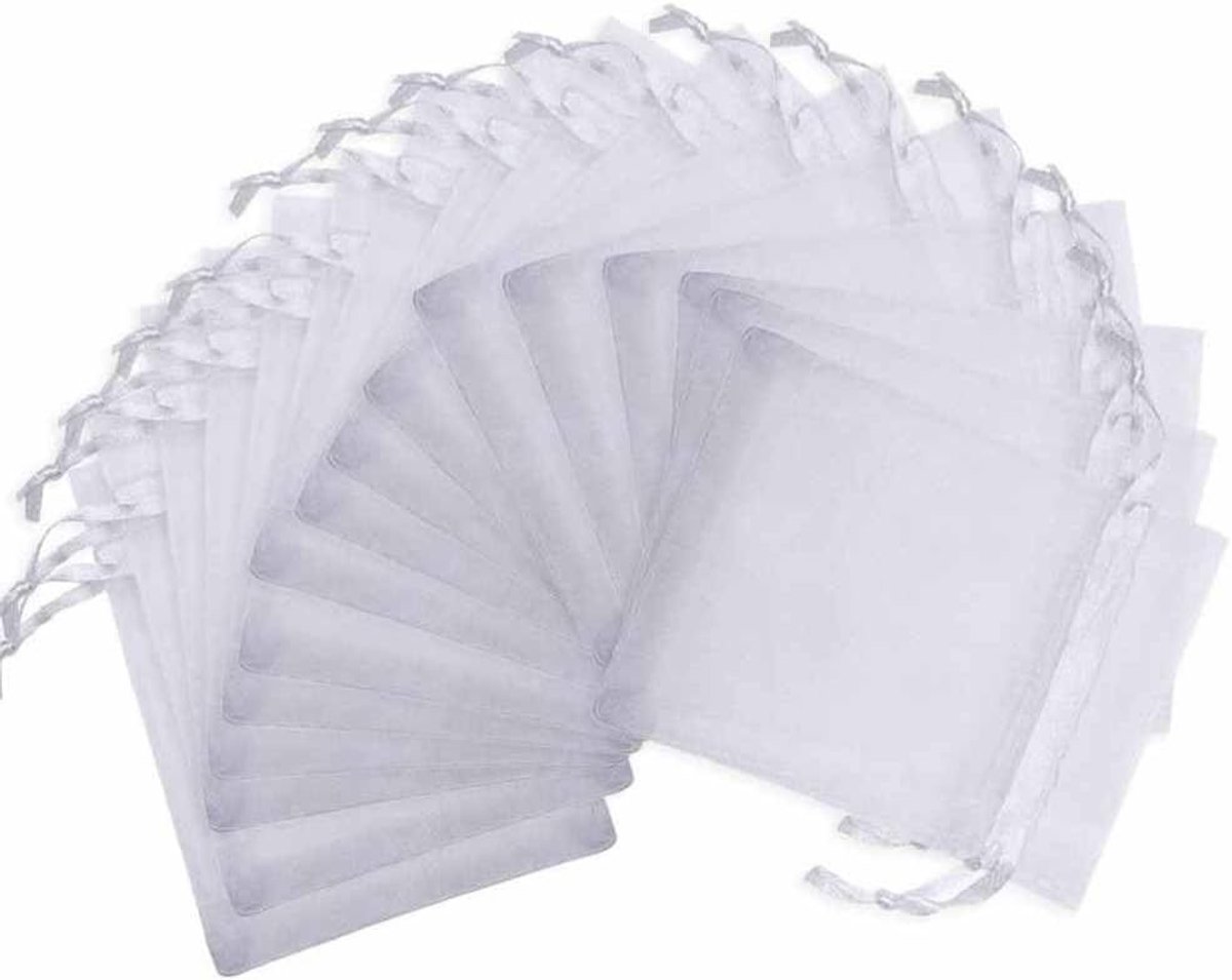 Set van 20 Beschermende Tassen voor Druiven, Fruitbescherming, Organza Tassen met Trekkoord, Ideaal voor Tuin en Gewasbescherming tegen Wespen, Vogels en Vliegen, 30 x 40 cm, Wit
