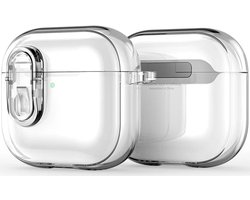 Dux Ducis PECL Hoesje Geschikt voor AirPods 4 met Aluminum Haak Transparant