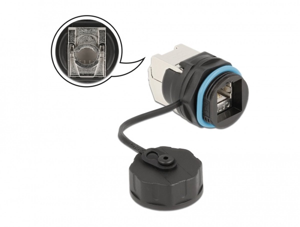 Image of Delock Cable Connector RJ45 jack to Cat.6A LSA with protective cap waterproof