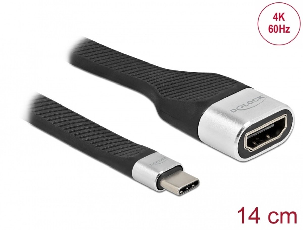 Delock FPC Flat Ribbon Cable USB Type-C™ to HDMI (DP Alt Mode) 4K 60 Hz 14 cm