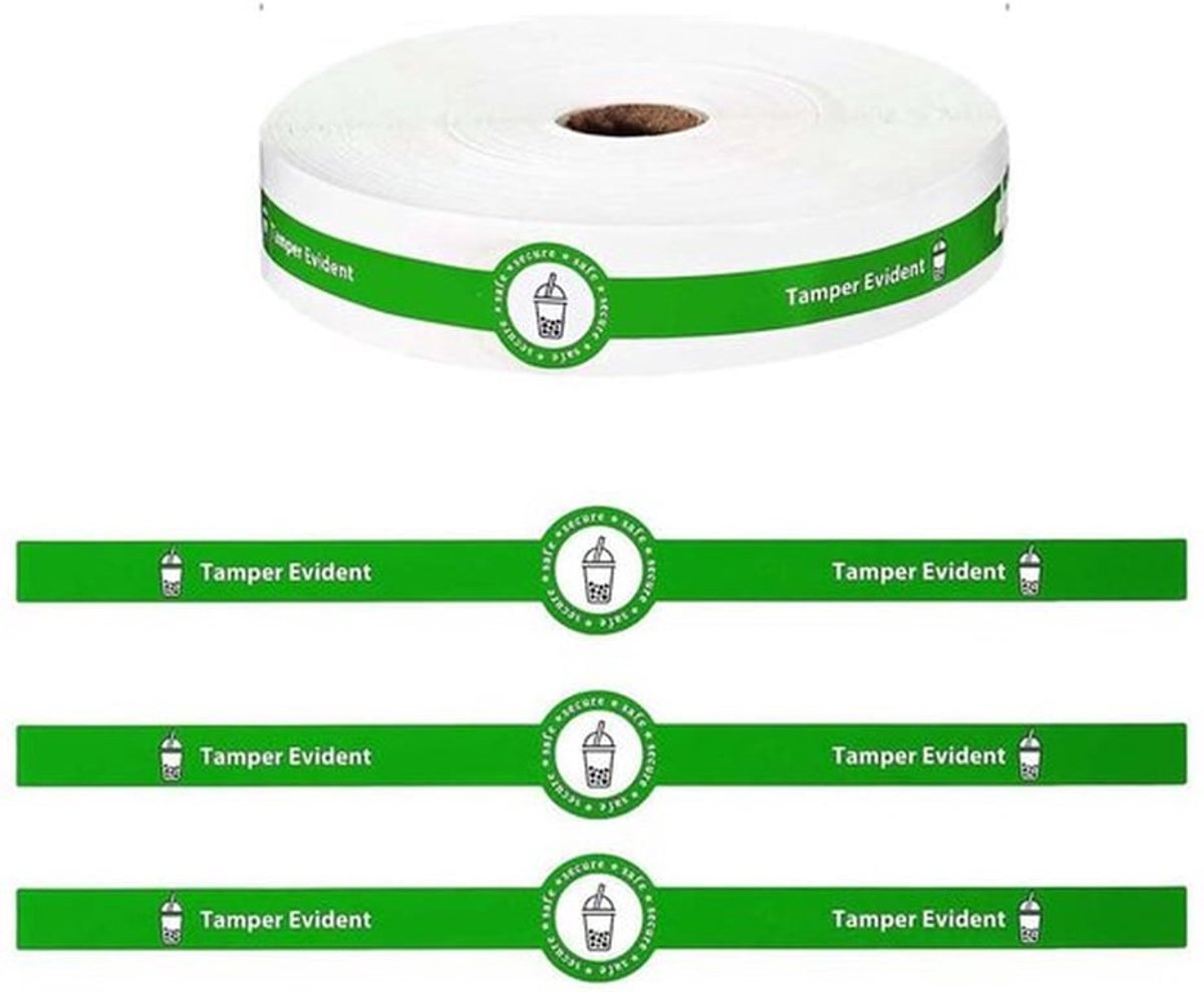 Veilige Beveiligde Tamper Evident Seals Stickers voor Drankdeksels 1" x 9" - 100pcs Voedselbezorgingsstickers Verzegeld voor Versheid Labels Drinken Voedsel Bewijs Tape (Groen)