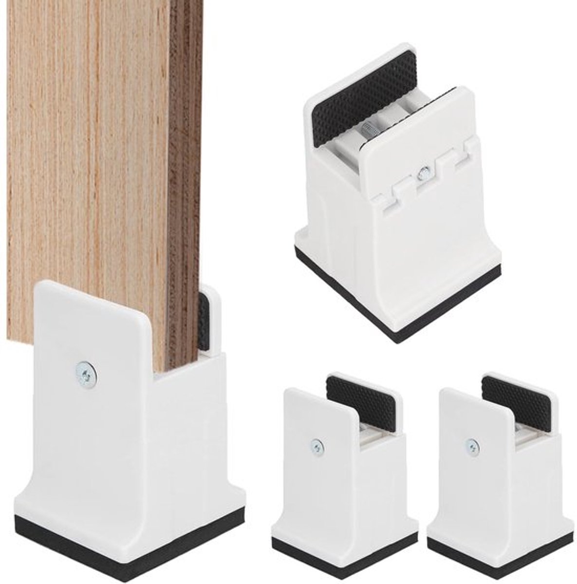 Bedverhogers Model 4 Stuks - Verstelbare Rubber Meubelpootverhogers in Wit