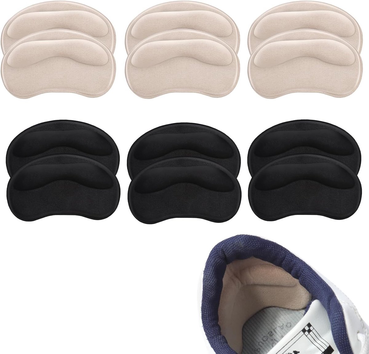 Hielkussentjes - Zwarte Huidskleur - 8 stuks - Zelfklevende Gel Hielbeschermers - Voor Dames en Heren