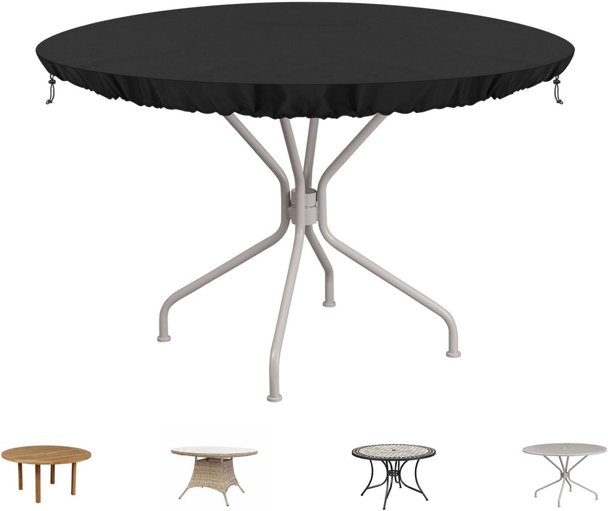 SnelShoppen - Tuin Tafelhoes Rond, Weerbestendig, Waterdicht, UV-Bestendig 420D Oxford Stof, Diameter 122 x 10 cm, Bescherming voor Tuinmeubelen