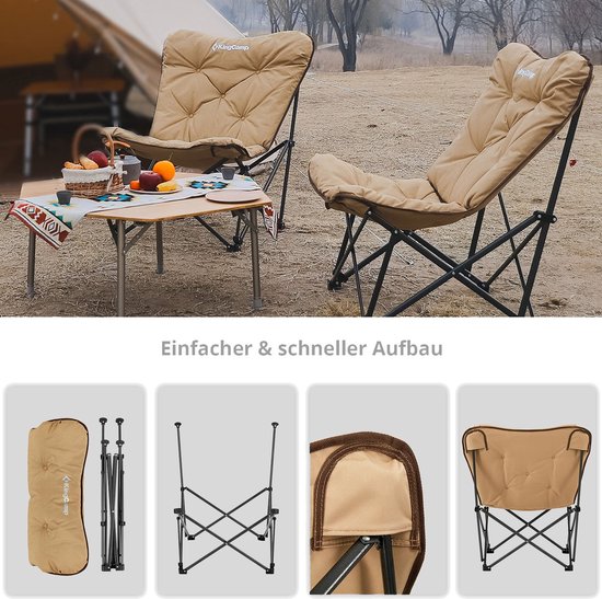 Campingstoel Lindon Relax vlinderstoel - Loungestoel van staal 136 kg — afbeelding 4