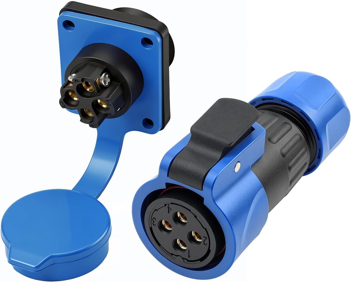 4-pins stekker IP68 weerbestendig - ronde schroefklem - snelkoppelbaar - ideale oplossing voor buitenprojecten - SnelShoppen