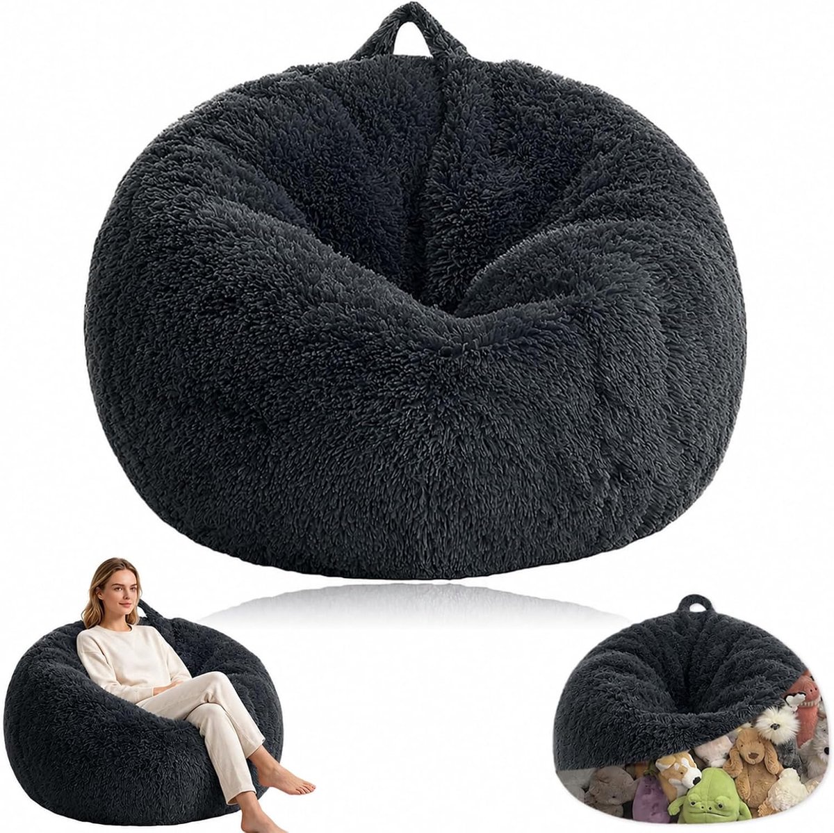 Zitzak hoes 70 x 80 cm - zachte nepbont - geschikt voor kinderen en volwassenen - zelf in te vullen - SnelShoppen