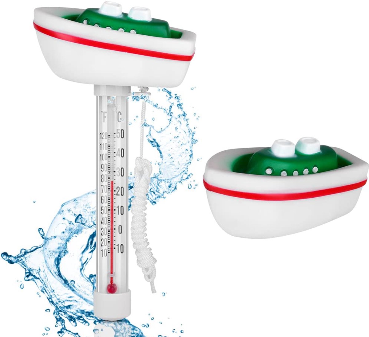 Drijvende zwembadthermometer - wit jacht - watertemperatuurthermometer - ideaal voor zwembad en babyzwembad - SnelShoppen