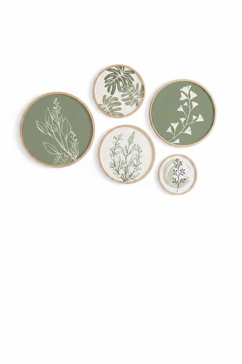 Asir - Decoratief ingelijst MDF-schilderij (5 stuks) - Meerkleurig - 43,5 x 43,5 cm