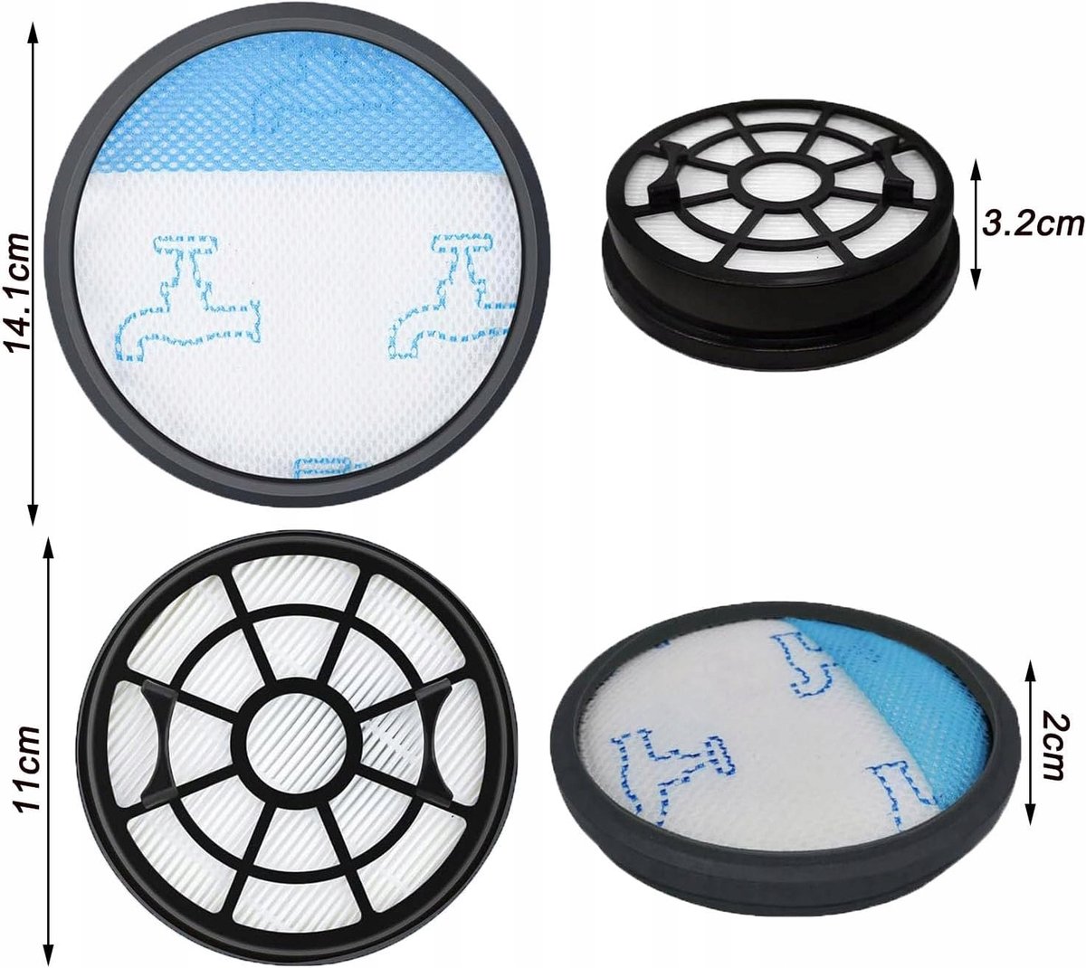 AreoSe - HEPA-filter voor ROWENTA SWIFT POWER CYCLONIC ZR904301 - 4 stuks