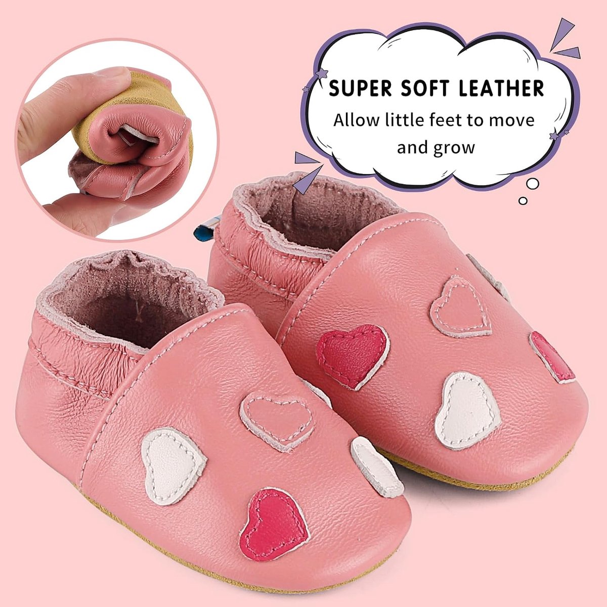 Babyslofjes Jongens Meisjes Leren Kruipschoenen Antislip Zachte Zool Baby Eerste Schoentjes 0-24 Maanden