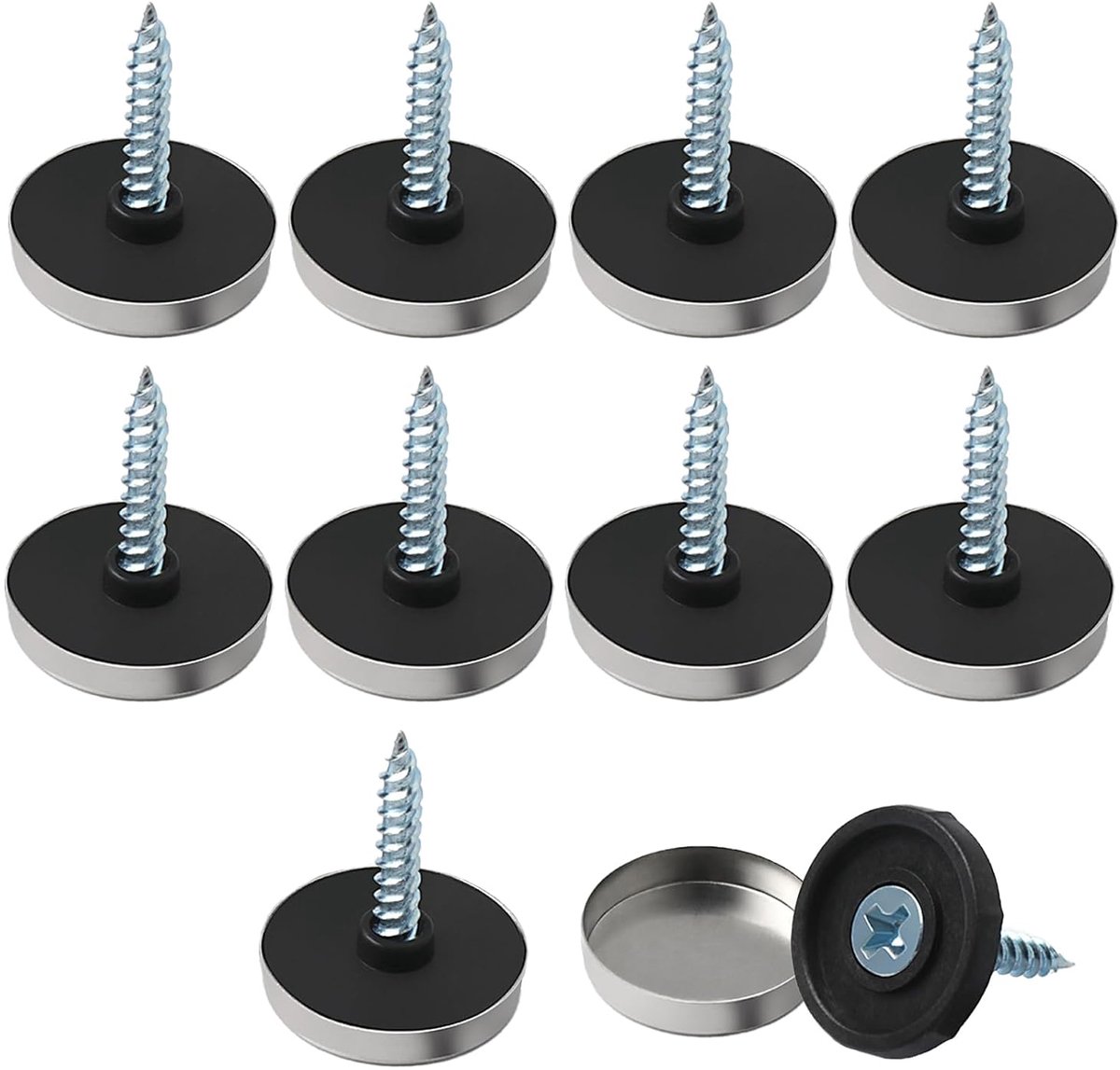 16 mm spiegelschroeven met doppen, 10 set roestvrijstalen spiegelnagels gepolijste schroef met ringen, meubelfittingen voor tafels badplaten kasten