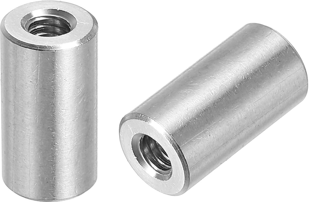 10 stuks M5 ronde verbindingsmoer, 304 roestvrij staal, 12 mm, mouwlengte, strijkmoer, M5 x 12 x 8 mm