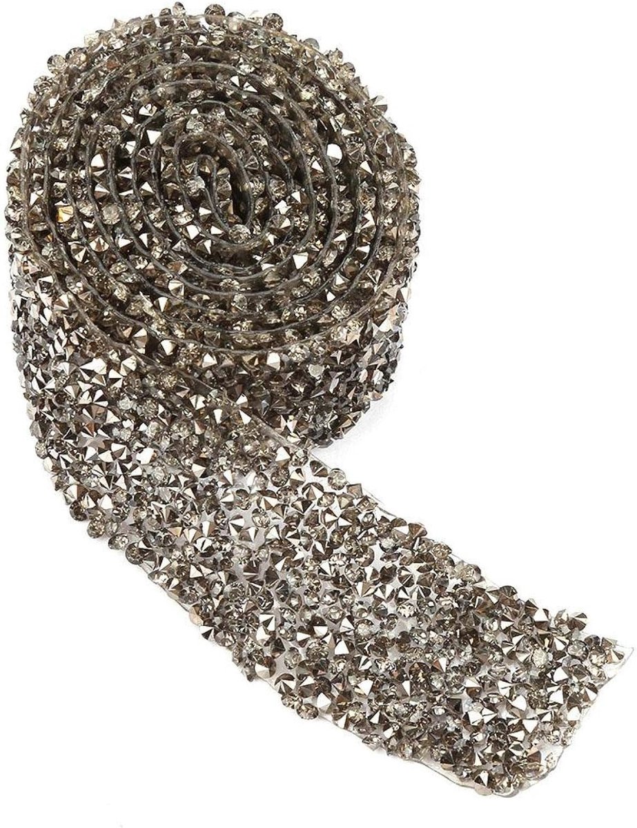 Ribbon Roll Strass Lint Mesh Wrap Roll Crystal Lint Decoratie voor Verjaardag DIY Ambachten Bruiloft:(Grijs)