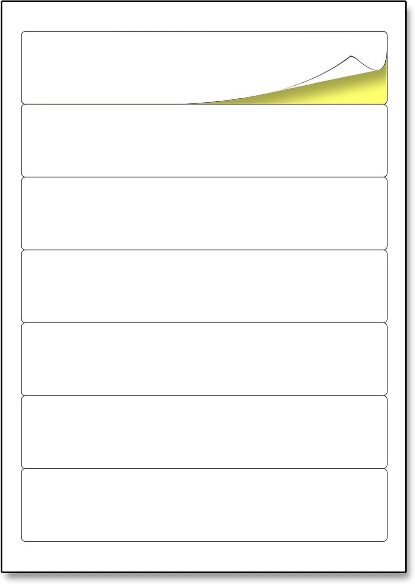 7 per Vel, 150 Vellen - A4 Zelfklevende Etiketten Stickers Labels Bedrukbaar Witte, Ordneretiketten Laser & Inkjet Printable - 192 x 38 mm | Ordner ruglabels stickers