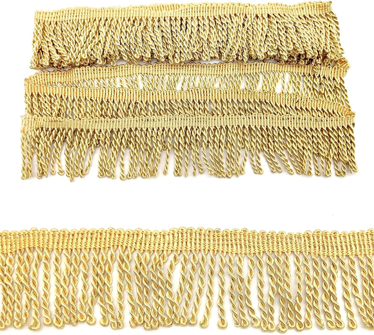 3 meter lang (diameter 5,5 cm) franjes decoraties bars franjes van polyester decoratieve rand met franjes gouden rand voor gordijnen kleding bank tapijt handwerk