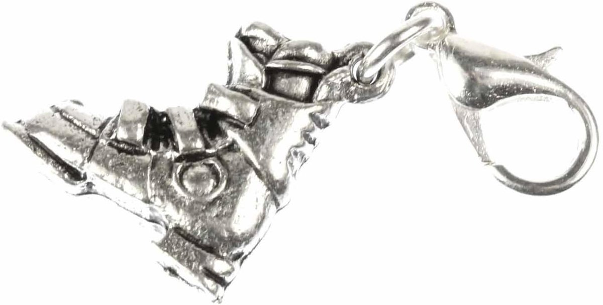 Skischoen winter charm ski's skischoenen - handgemaakte modesieraden I kettinghanger verzilverd - bedelhanger bedelarmband - hanger voor armband, 15mm, Metaal, Geen edelsteen