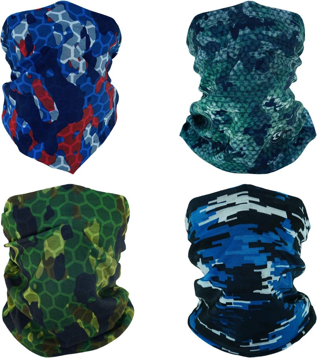 4 Camo Hoofdband Bandana Bivakmuts Halfgelaatsmasker Schild Hoofd Haarsjaal Nekbeenkap Muts Multifunctioneel Voor Dames Heren Ademend Herbruikbaar Wasbaar Bruin Blauw Groen Zwart Digitaal