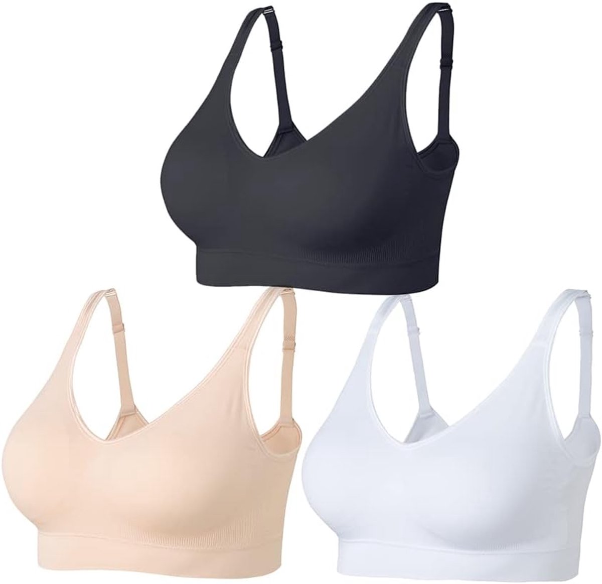 bh's voor vrouwen Draadloze Naadloze BH's Geen Onderdraad Comfort Bras met Verwijderbare Pads 3 Pack