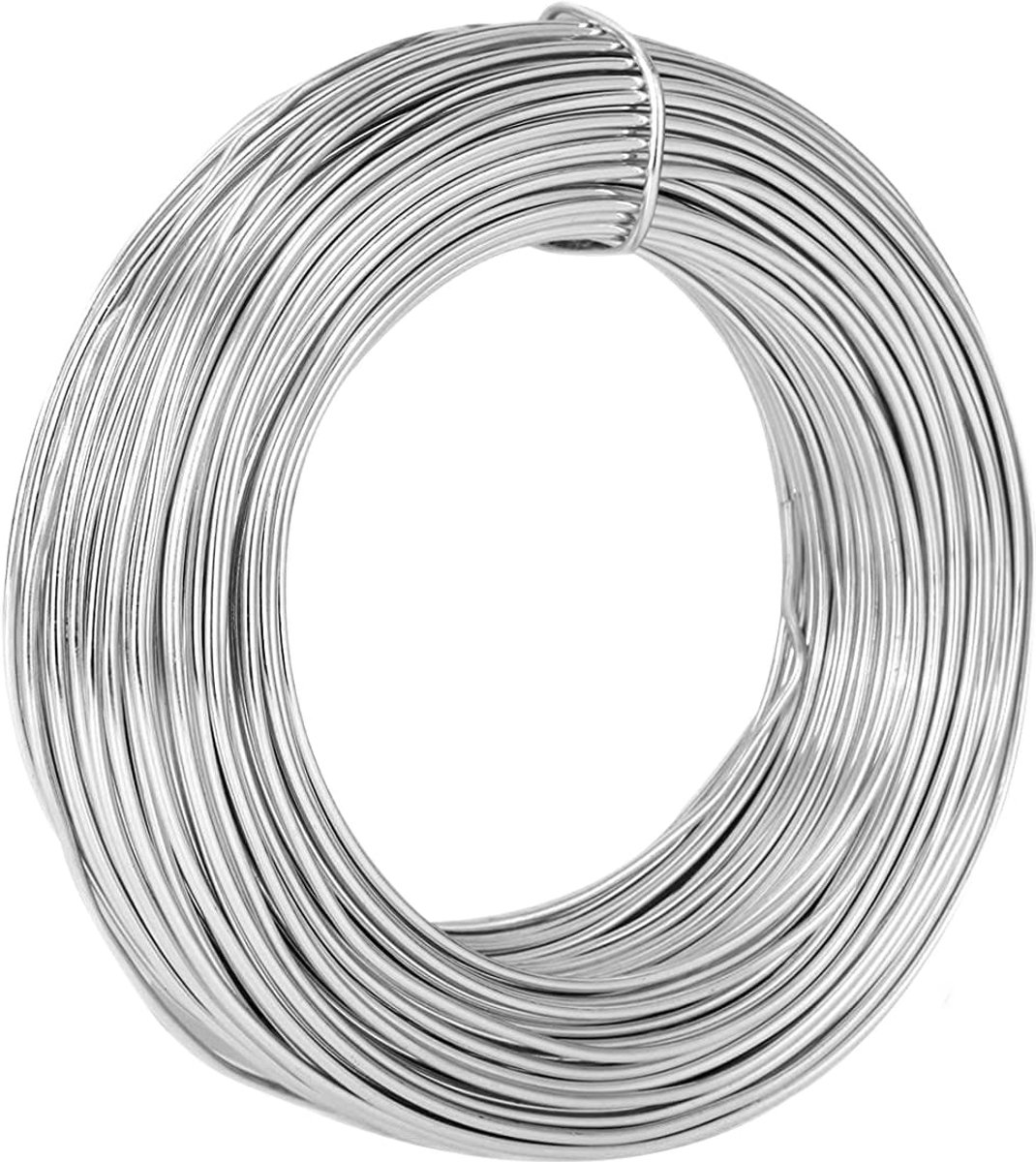 Draad, 1 rol, 2 mm/59 m, knutseldraad van aluminium, 12 gauge, opvouwbare metaaldraad, aluminiumdraad voor het maken van modellen, beeldhouwen, sieraden en knutselen