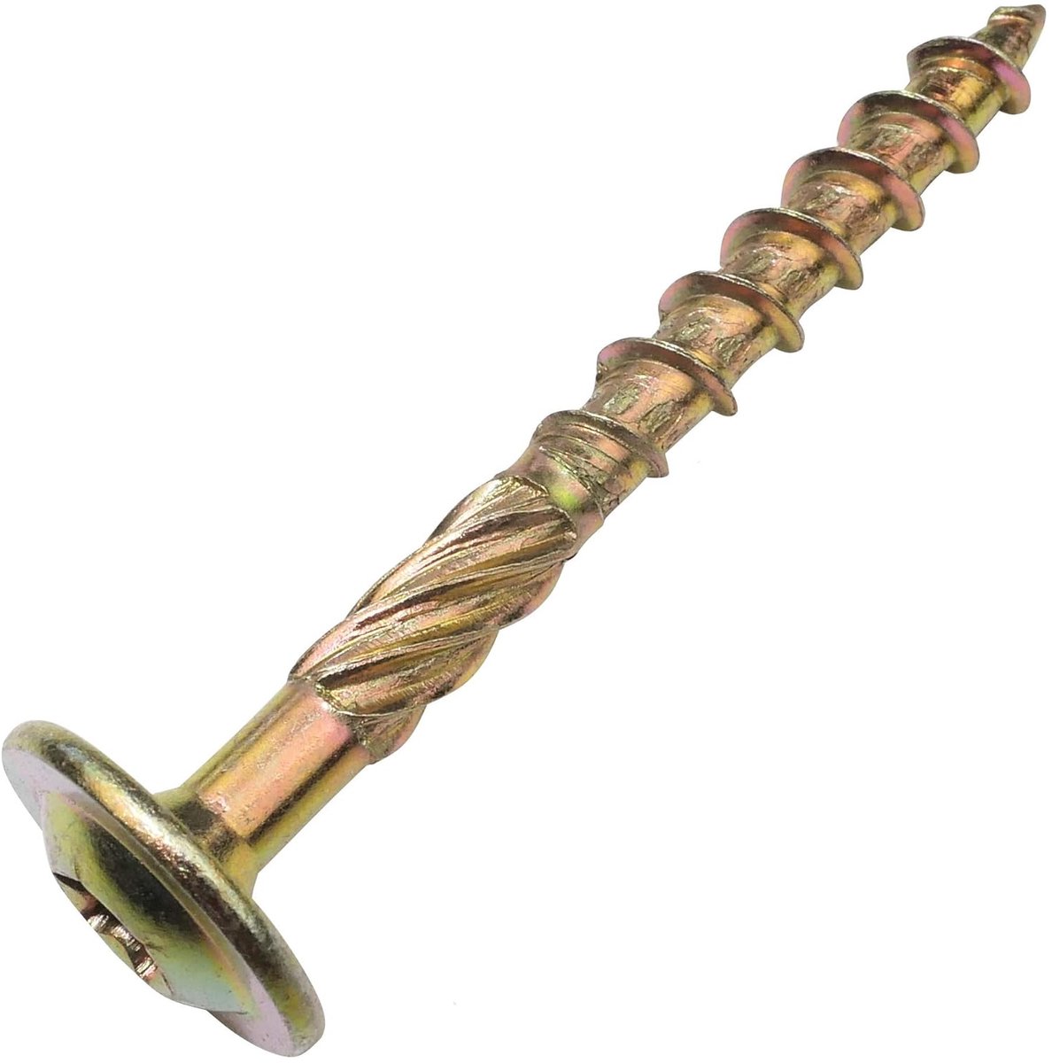 Houtschroeven Ø6x60mm - grote gebogen kop - stervormige kop - Stermulde van de Bowl (030) - messing gecoat staal