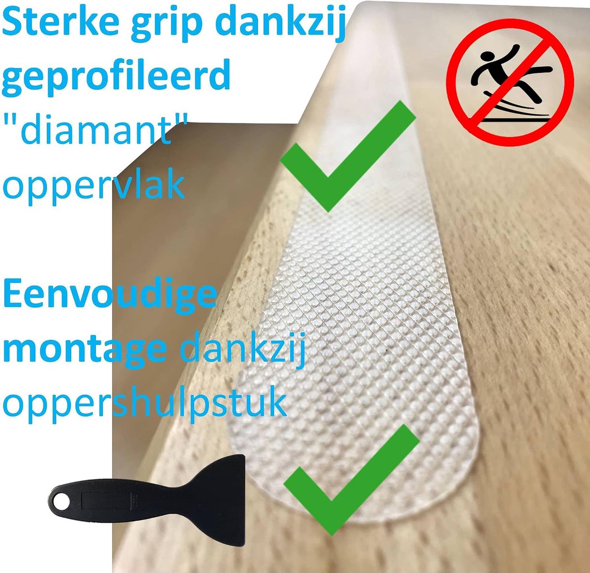 stripstickers trap, XXL, veiligheid door extra sterke grip, zelfklevende stickers - verpakking van 18 75 cm x 3 cm Transparent.