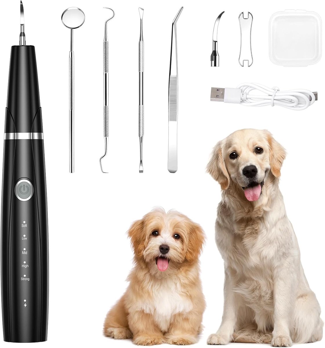 Tandenborstelset voor huisdieren, met leds, IPX6, waterdicht en afwasbaar, veilig voor hond en kat