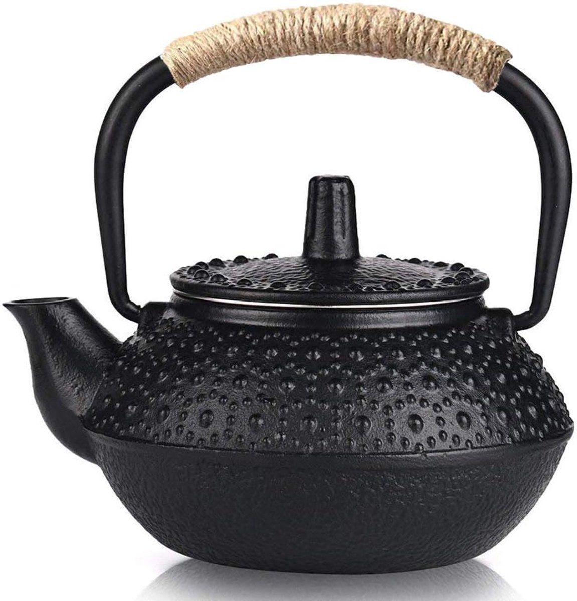 theepot met roestvrijstalen infuser kleine Japanse waterketel voor losse thee, zwart 300ml