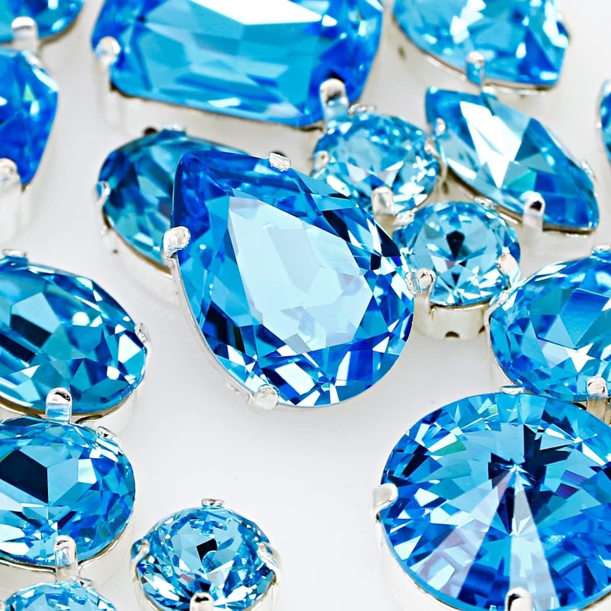 82 stuks strass-steentjes om op te naaien, naaien op strasssteentjes met zilveren klauwzetting glas, naaien, strassteentjes voor doe-het-zelf handwerk, sieraden, maken, kleding, hoed,