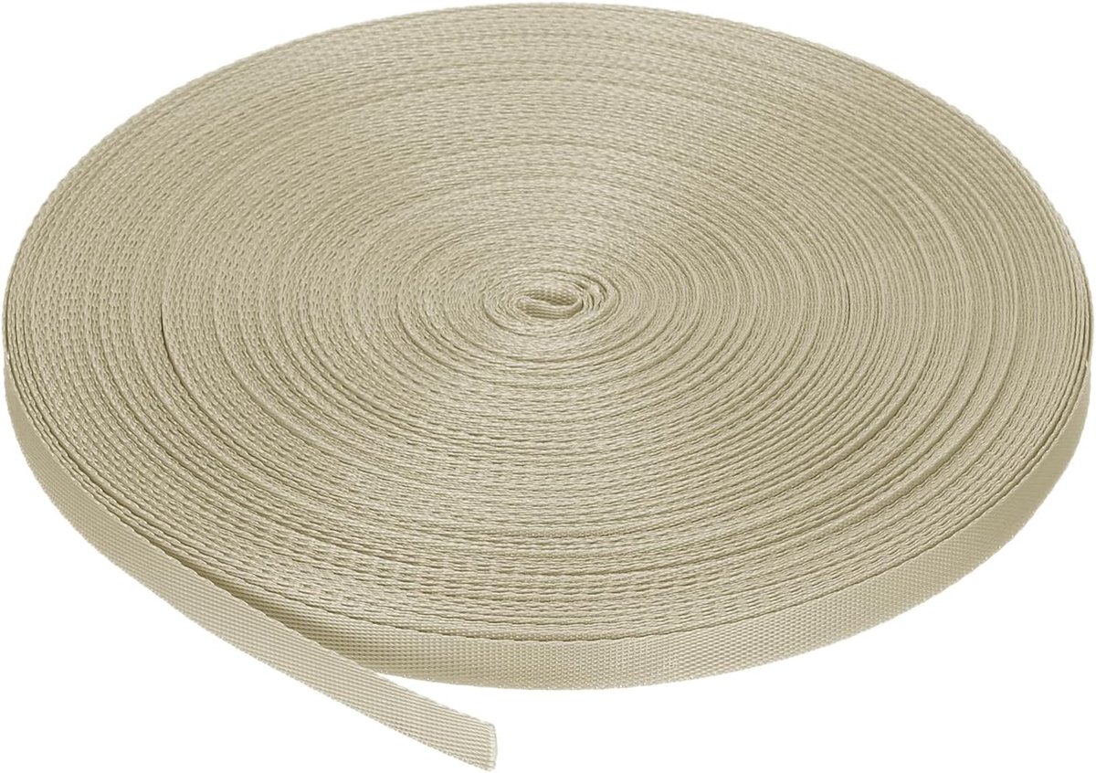 Platte nylon riem, 1 cm x 45,7 m, kleur abrikoos, voor reparaties, outdoor-uitrusting, rugzakken, bagagedrager, handwerk