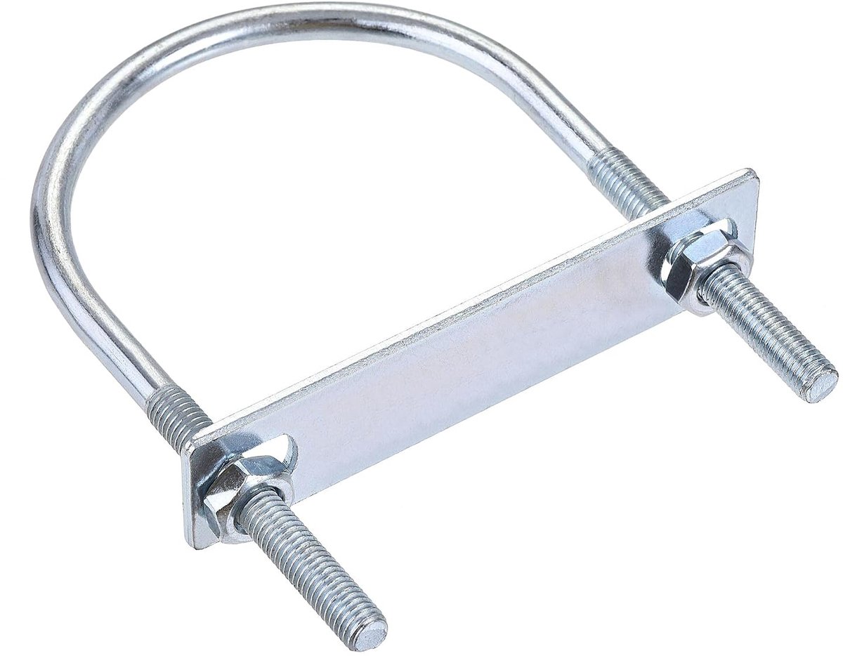 sourcing map Ronde bouten U 80 mm binnenbreedte 130 mm lengte staal M8 met moer plaat 1 set