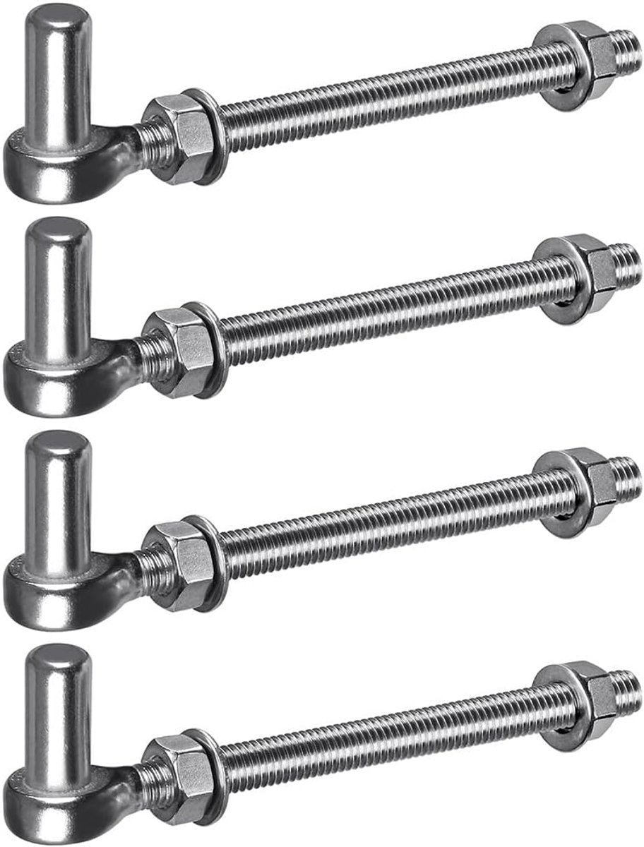 Gate Scharnier M12, 4 stuks Heavy Duty 16 mm haak tot bout pin haak scharnier hanger veldpoort scharnier roestvrij staal metalen tuinpoort hardware voor boerderijpoort/houten hek/oprit, tot 450