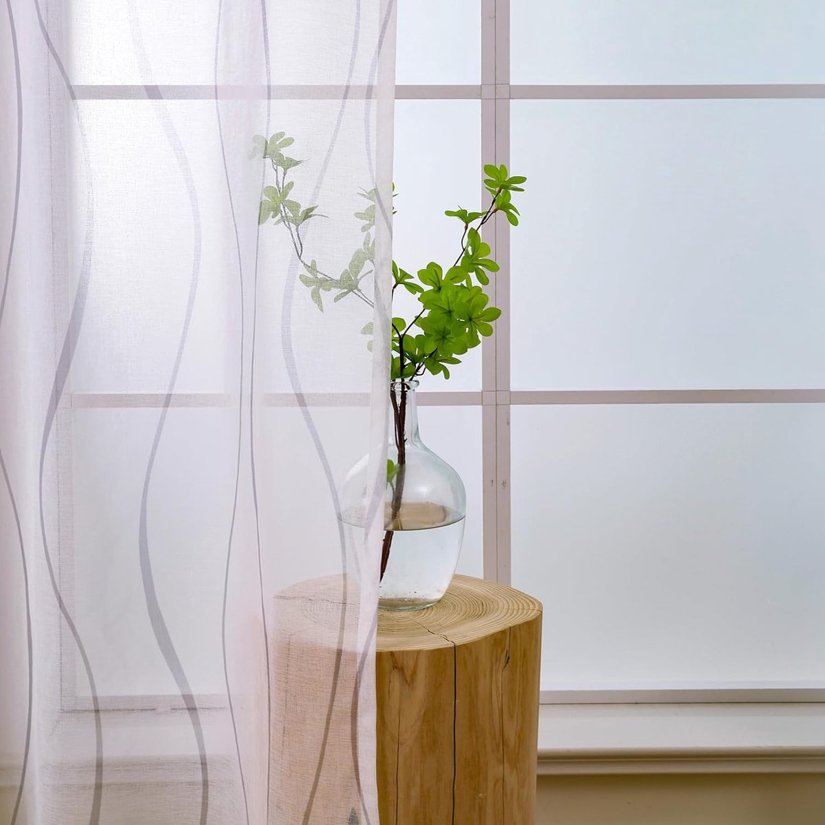 Gordijnen, wit-grijs, voor woonkamer, gordijnen met plooiband voor railsysteem, transparant, railgordijn, gordijn voor slaapkamer, set van 2, linnenlook, sjaals, modern, 245 cm lang