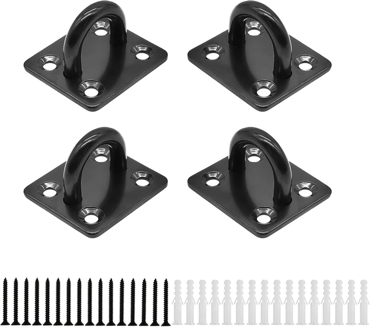 4 Stks M6 Pad Oogplaten 304 Roestvrij Staal Deck Hardware Roestbestendig | Marine Hardware nietje haak lus met 16 schroeven, gebruikte hangende mand plantenbakken, dakbalk, plafondventilator, buiten