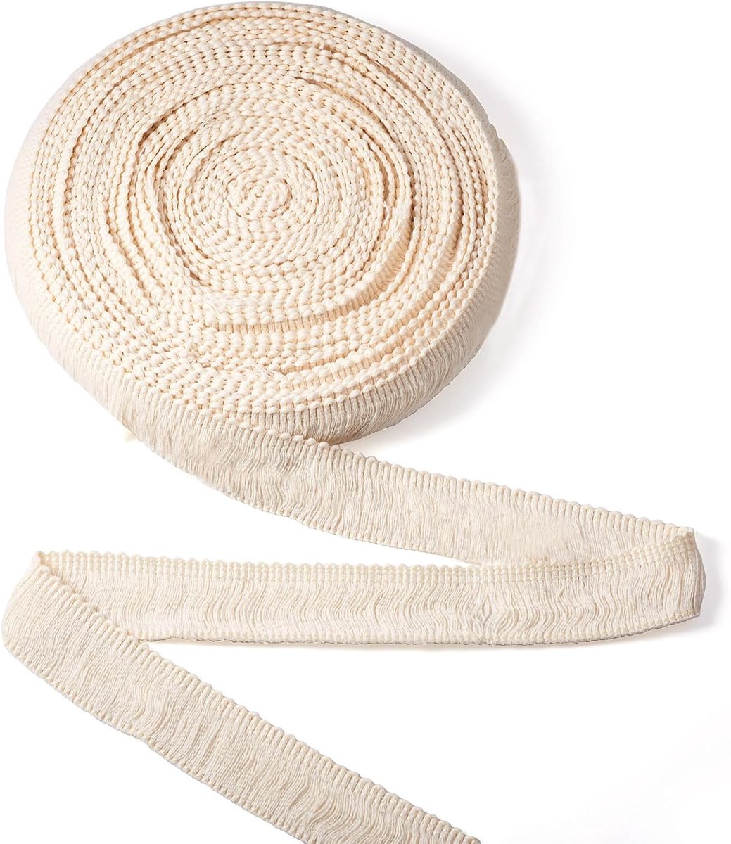 12,5 M Beige Katoen Kwastje Franje Trimmen, 27-30mm voor Home Decor, Gordijnen, Deken