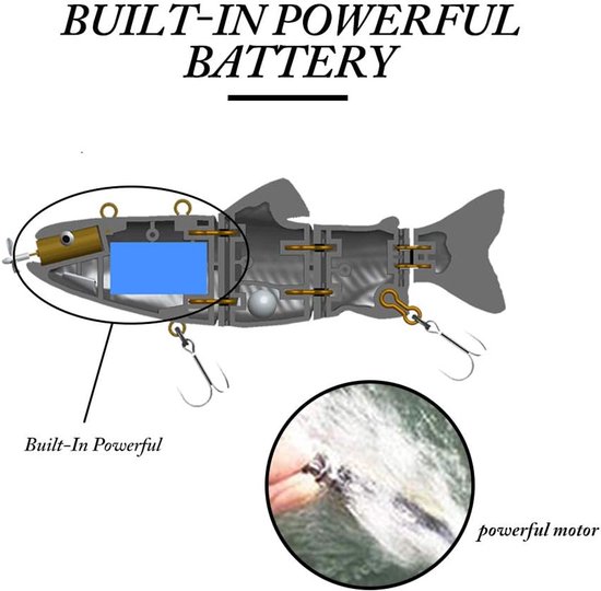 ods kunstaas Robotisch Zwemaas USB Oplaadbare LED Light 4-Segement Multi Jointed Swimbait Inteli Zelfrijdend Elektrisch Vissen Tackle — afbeelding 3