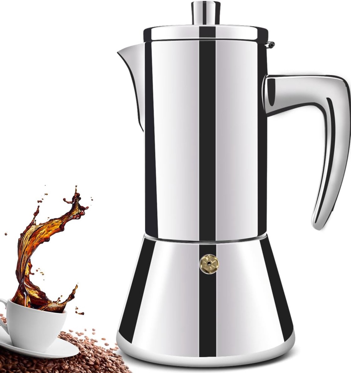 6 Cup Thickened 304 Stainless Steel Moka Pot Stovetop Espresso Maker Espresso Maker Cafeteras Italian Coffee Maker Capable Mocha Coffee Machine Greca Coffee Maker for Home & Camping 300ml 10oz