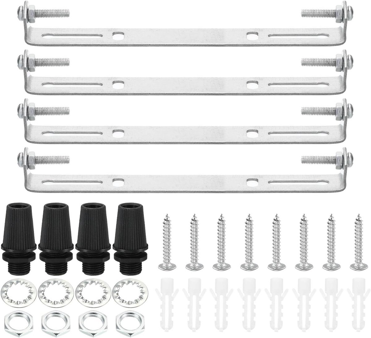 150 mm bevestigingsbeugel plafondlamp, 4 set lichtarmaturen montage houder stalen plaat dwarsstang voor ophangingen muur licht, met schroeven sluitring moer kit