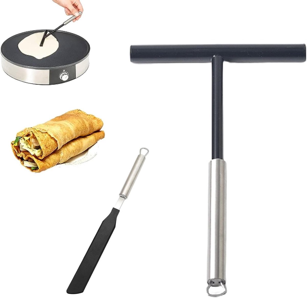 pannenkoekenverdeler, pannenkoekenspatel, pannenkoekenaccessoires, pannenkoekenspatel, pannenkoekenspatel, pannenkoekenspatel en verdelerset