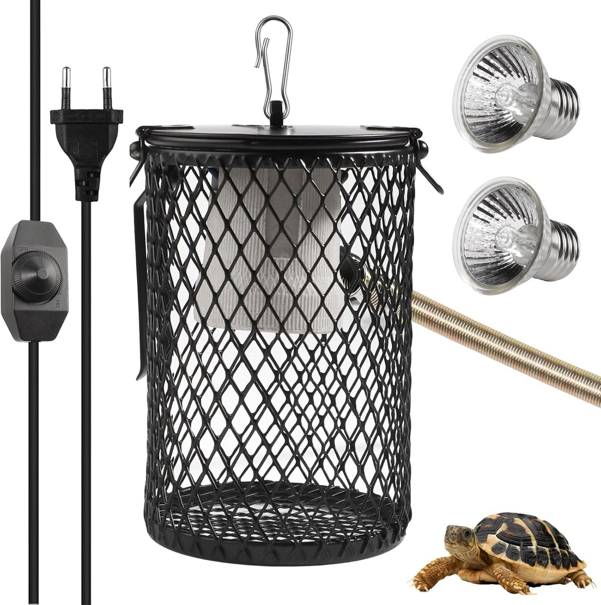 Warmtelamp E27 75W met Beschermmand Terrarium | Warmtelamp voor reptielen beschermkorf verstelbare temperatuur ideaal voor terrarium hagedissen schildpadden en vogels